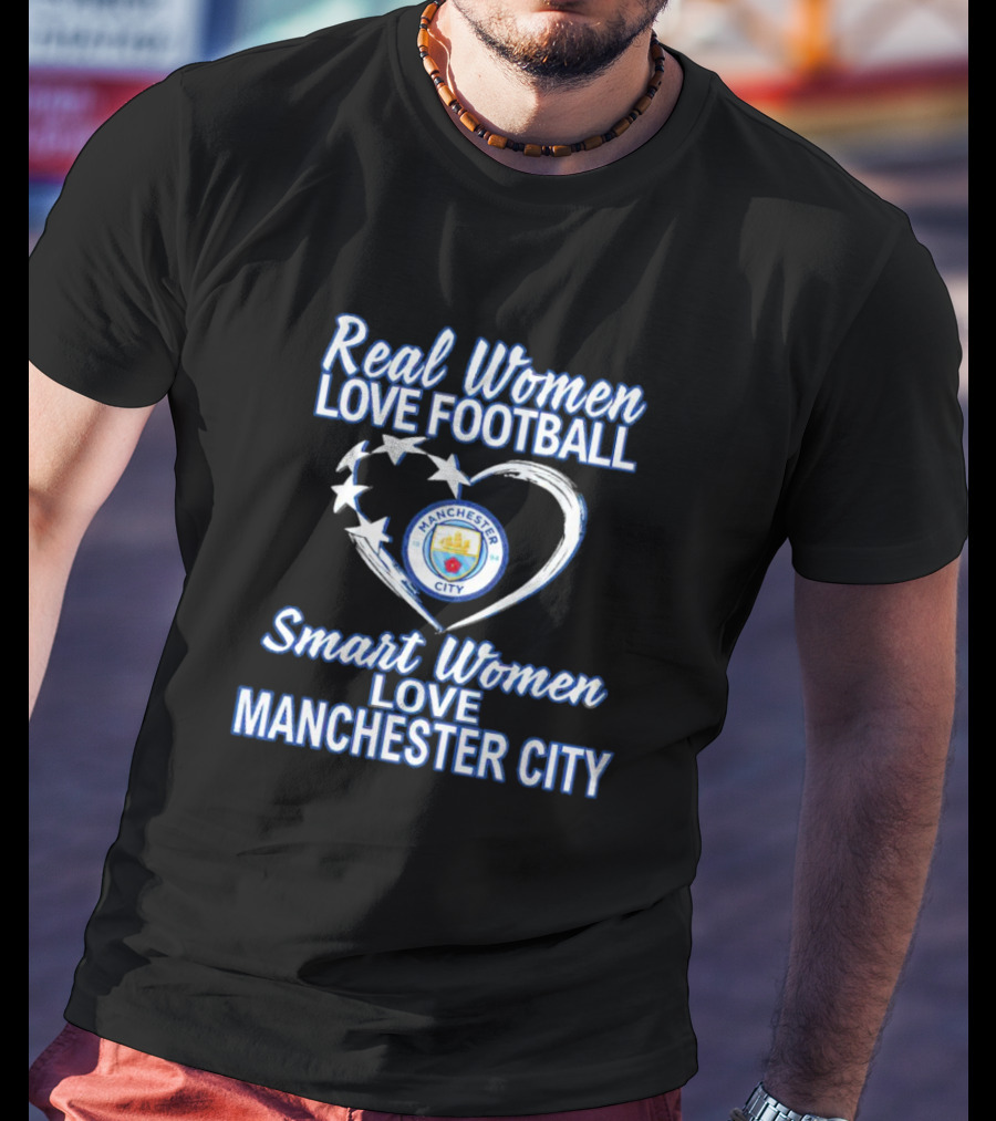 Real Women Love Football Smart Women Love Manchester City Manchester City Badge T-Shirt