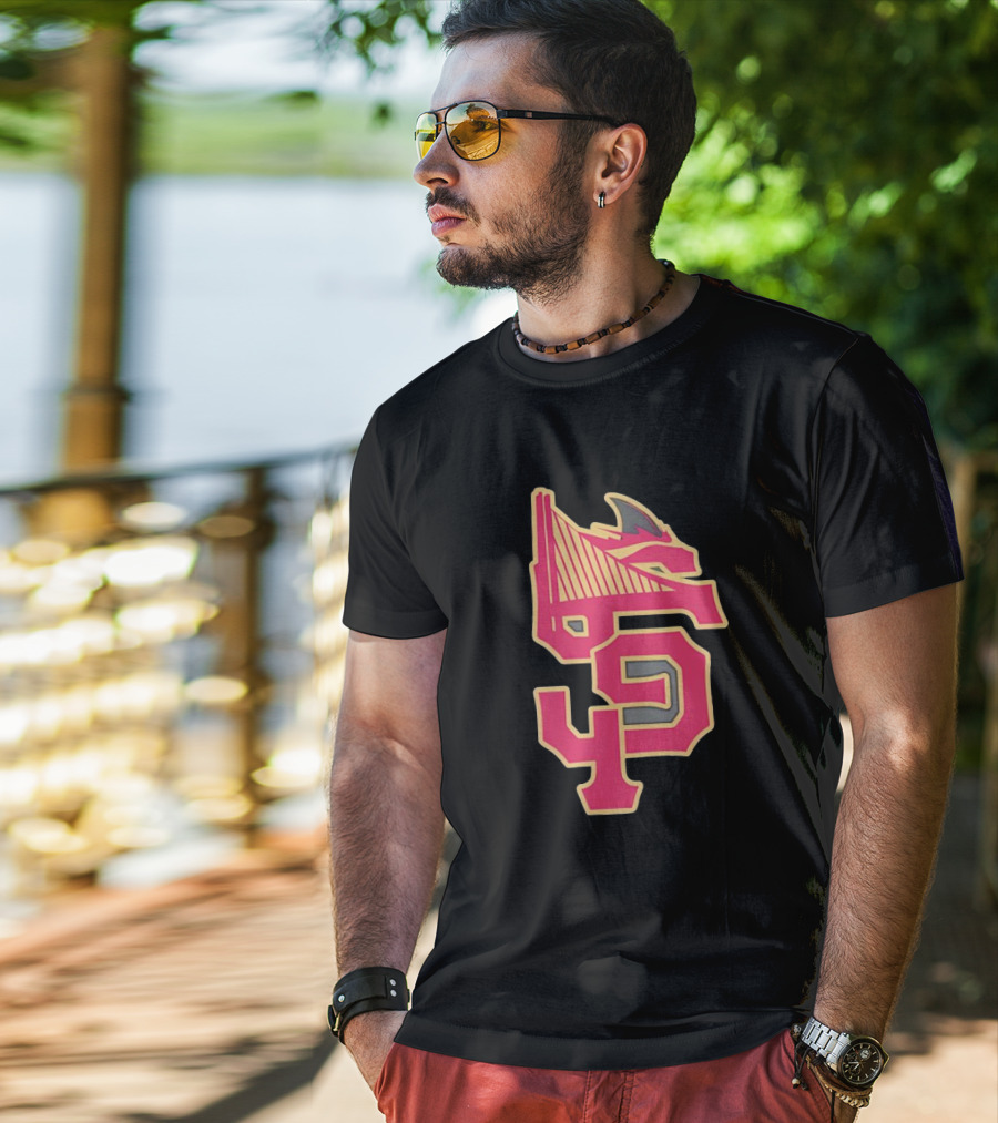 San Francisco 49ers Giants Sharks Warriors Golden Gate Bridge T-Shirt