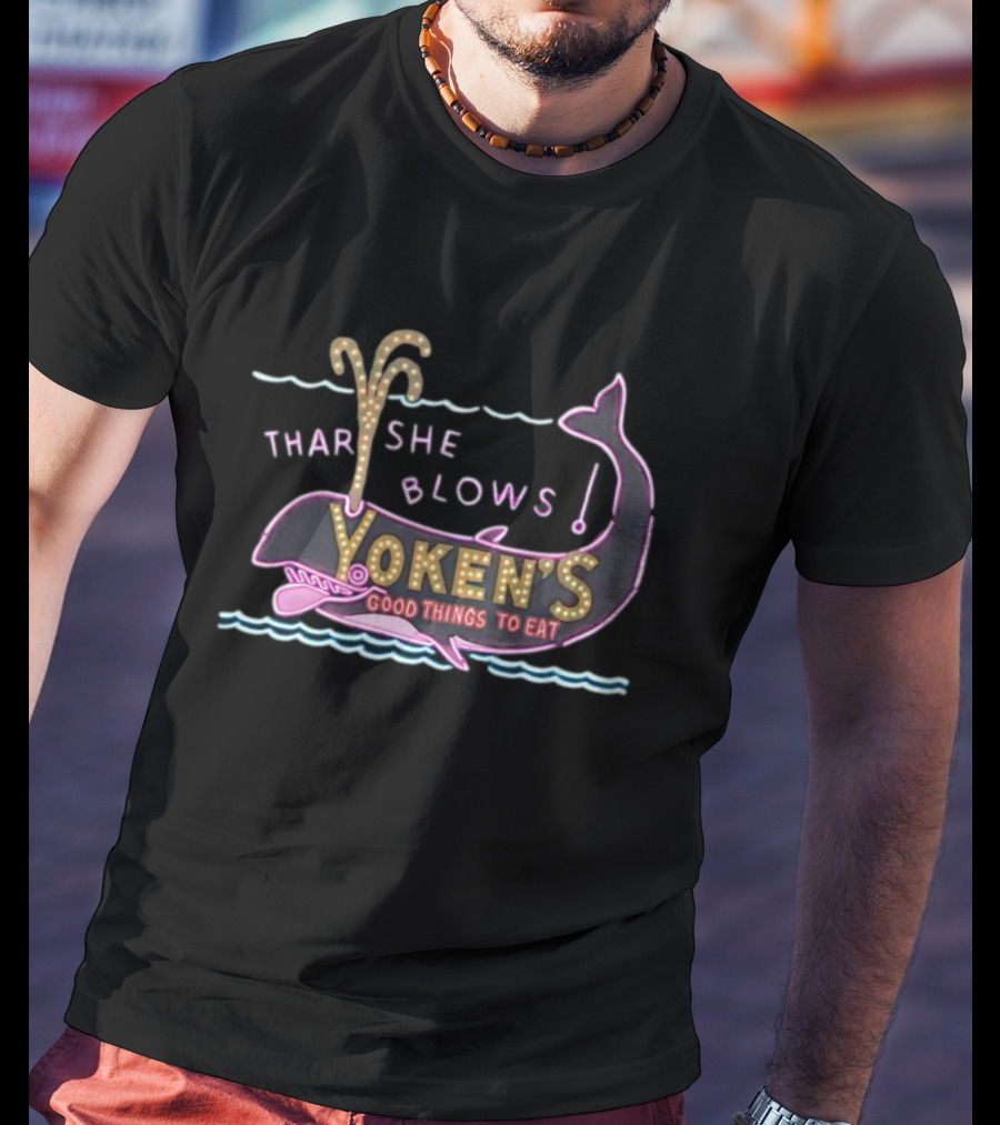 Yoken's Whale Thar She Blows Good Things To Eat Neon Sign T-Shirt