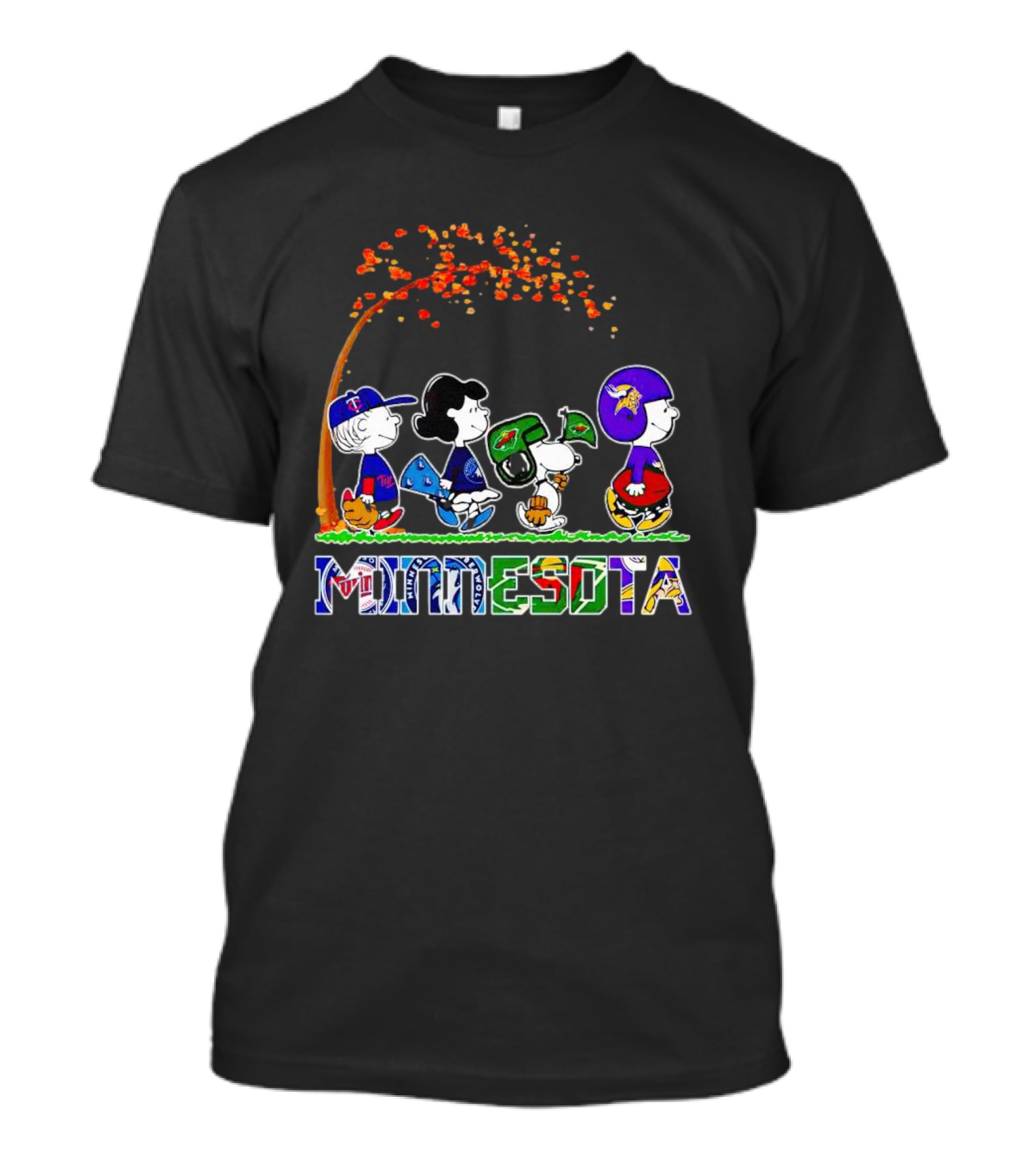 Peanuts Characters Minnesota Twins Vikings Wild Timberwolves Fall T-Shirt