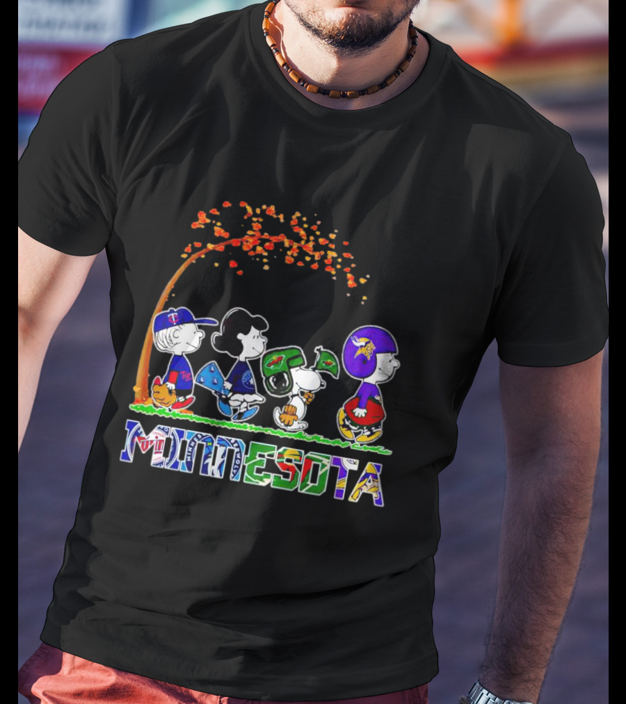 Peanuts Characters Minnesota Twins Vikings Wild Timberwolves Fall T-Shirt