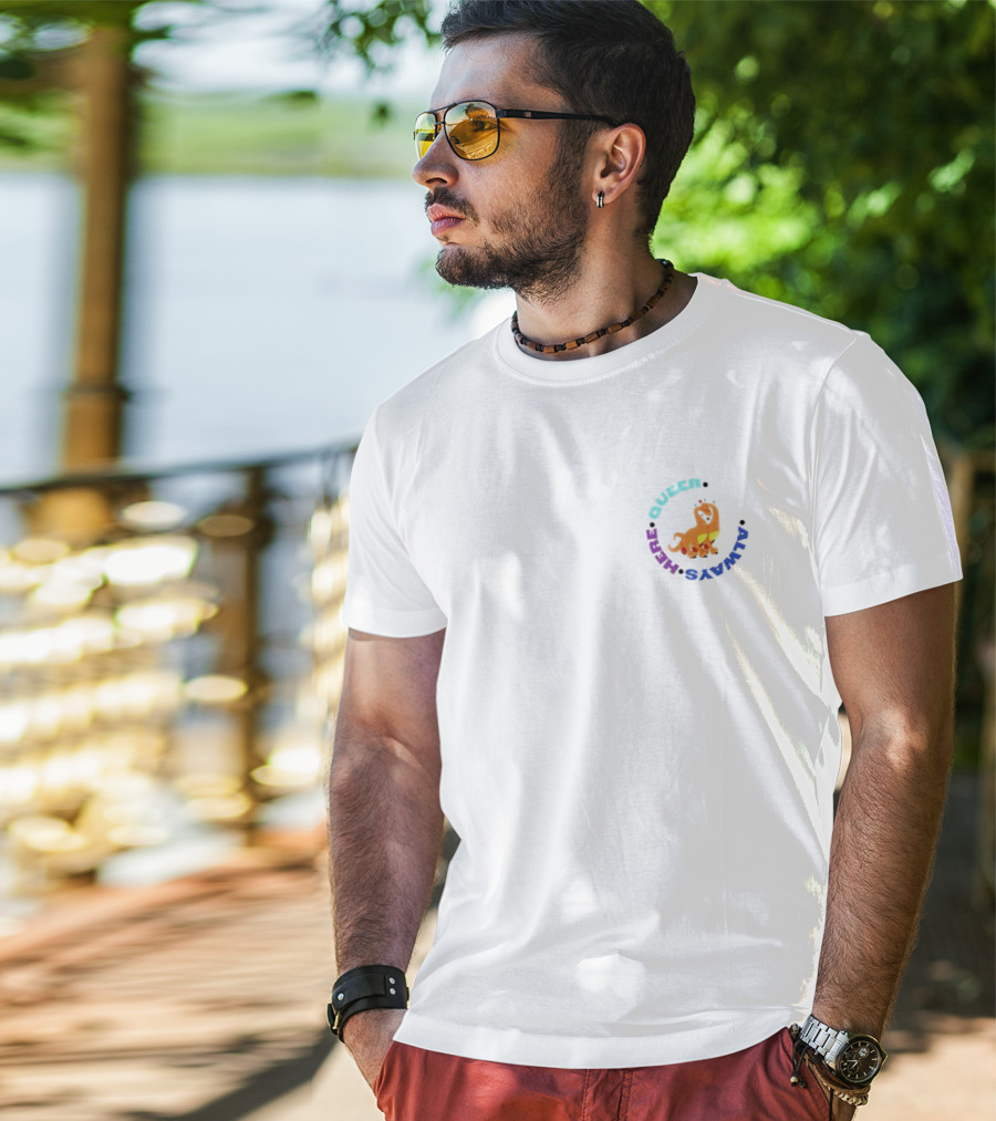 Queer Was Always Here Rainbow Dinosaur Circle T-Shirt