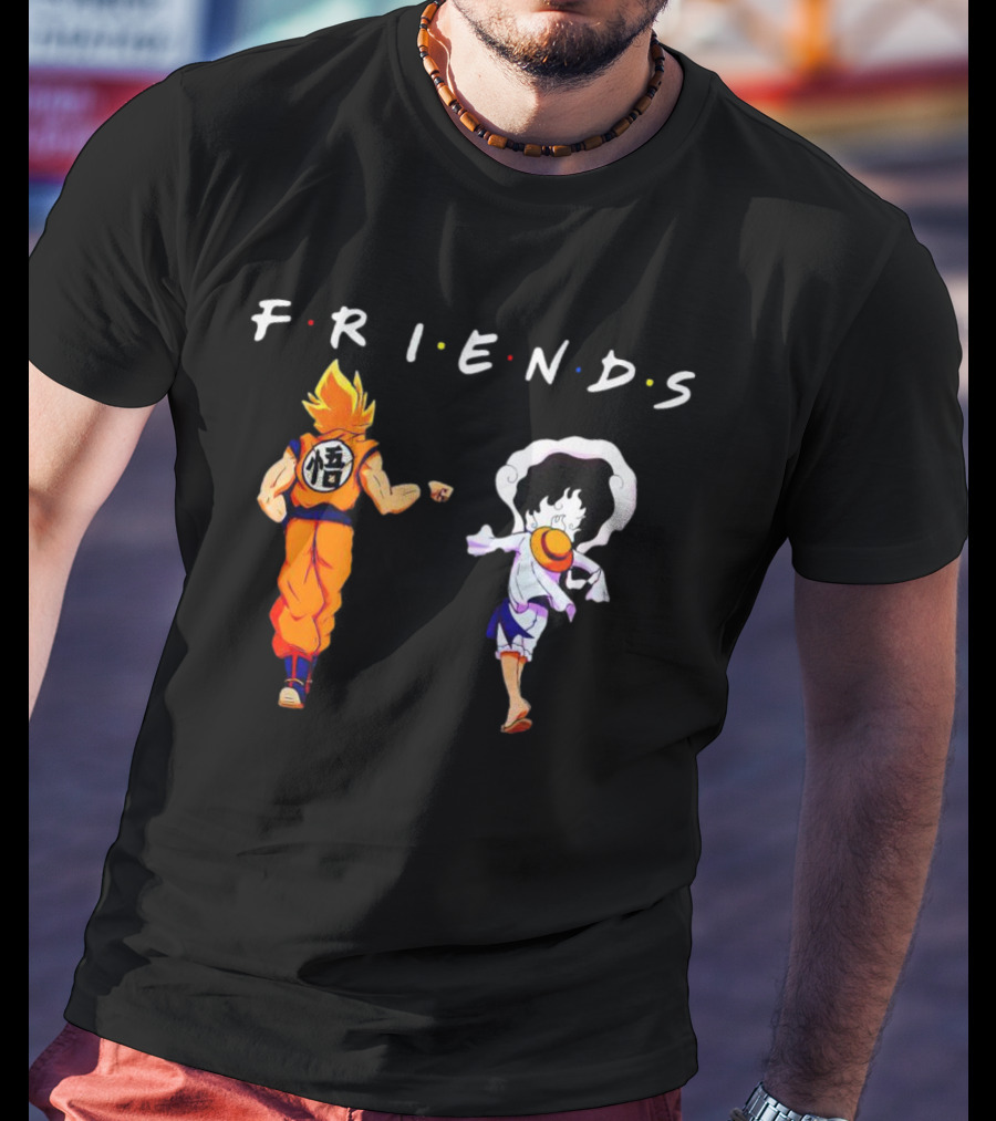 Son Goku And Luffy Friends Walking Together T-Shirt
