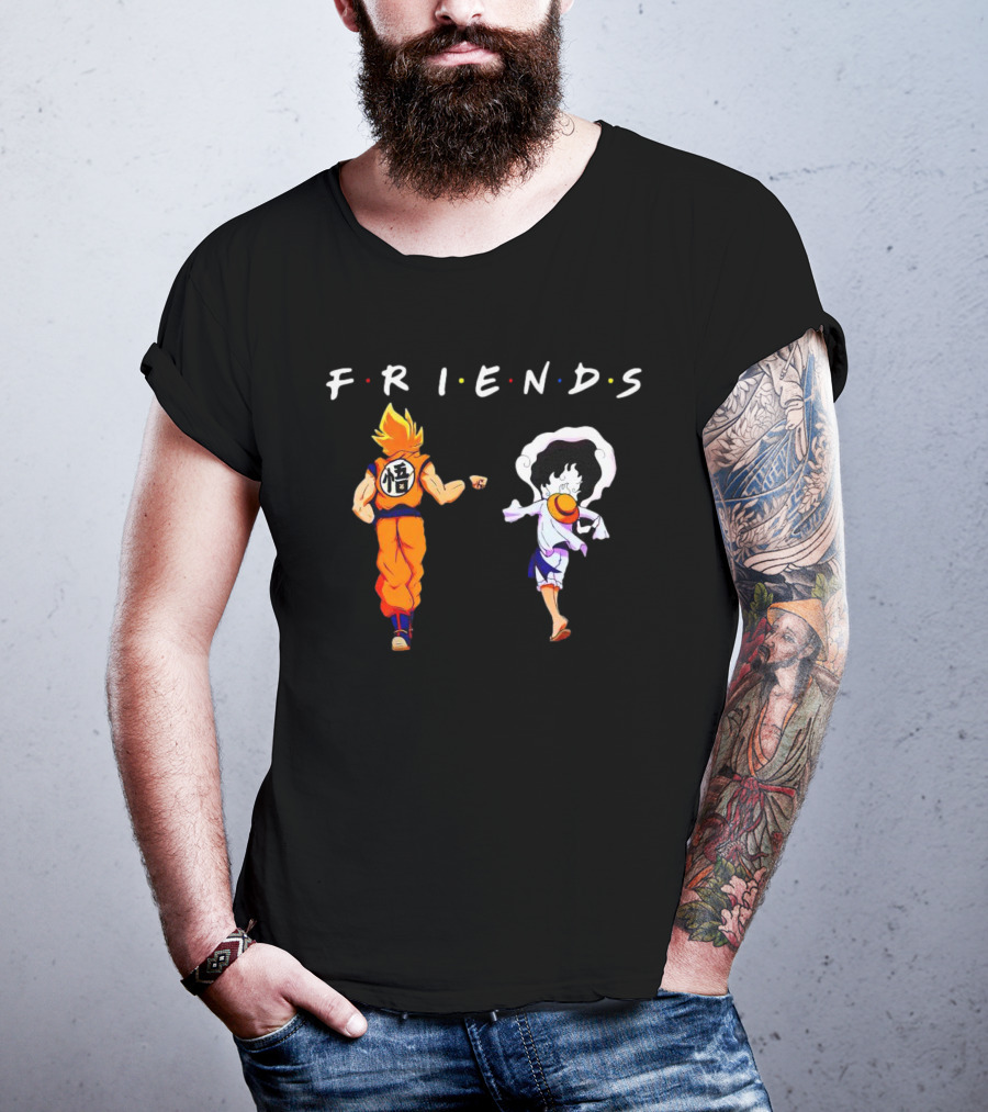 Son Goku And Luffy Friends Walking Together T-Shirt