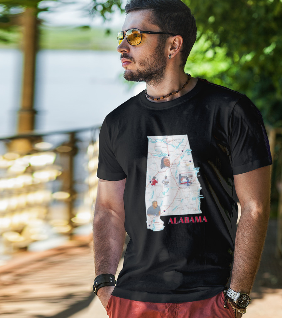 Alabama Map Riverfront Park Dock Brawl Icons T-Shirt