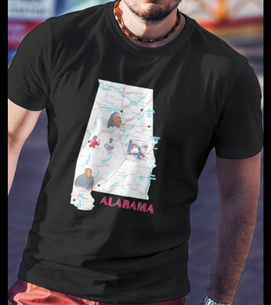 Alabama Map Riverfront Park Dock Brawl Icons T-Shirt