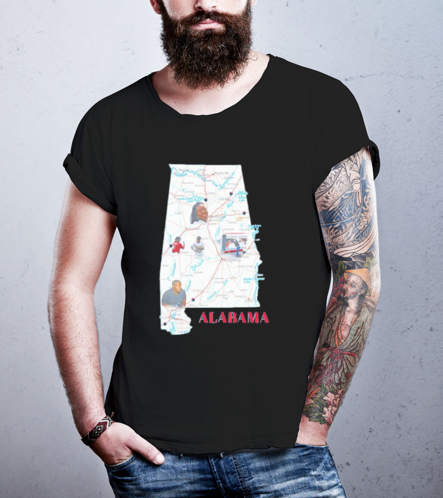 Alabama Map Riverfront Park Dock Brawl Icons T-Shirt