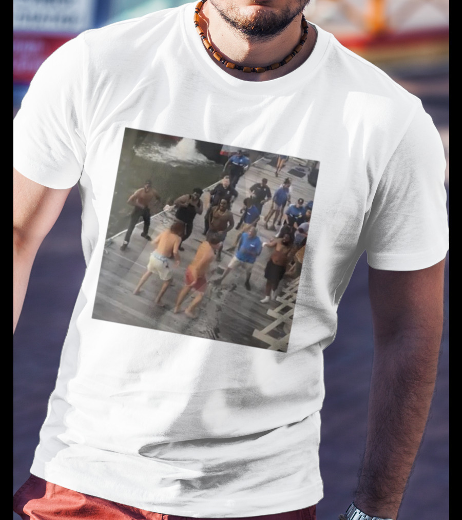 Brawl On Dock Montgomery’s Riverfront Park Altercation Scene T-Shirt