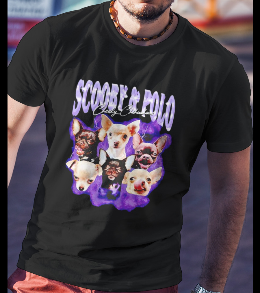 Scooby And Polo Cheeky Chihuahuas Purple Background T-Shirt
