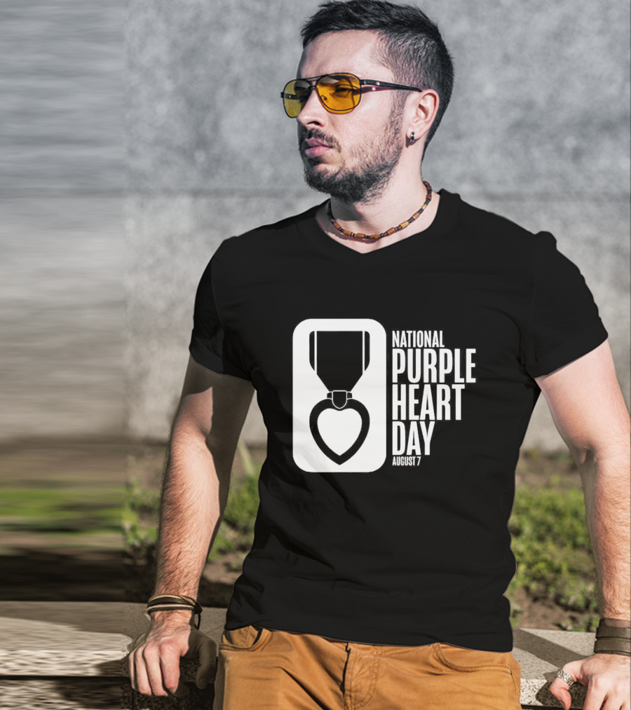 National Purple Heart Day August 7 Iconic Medal T-Shirt