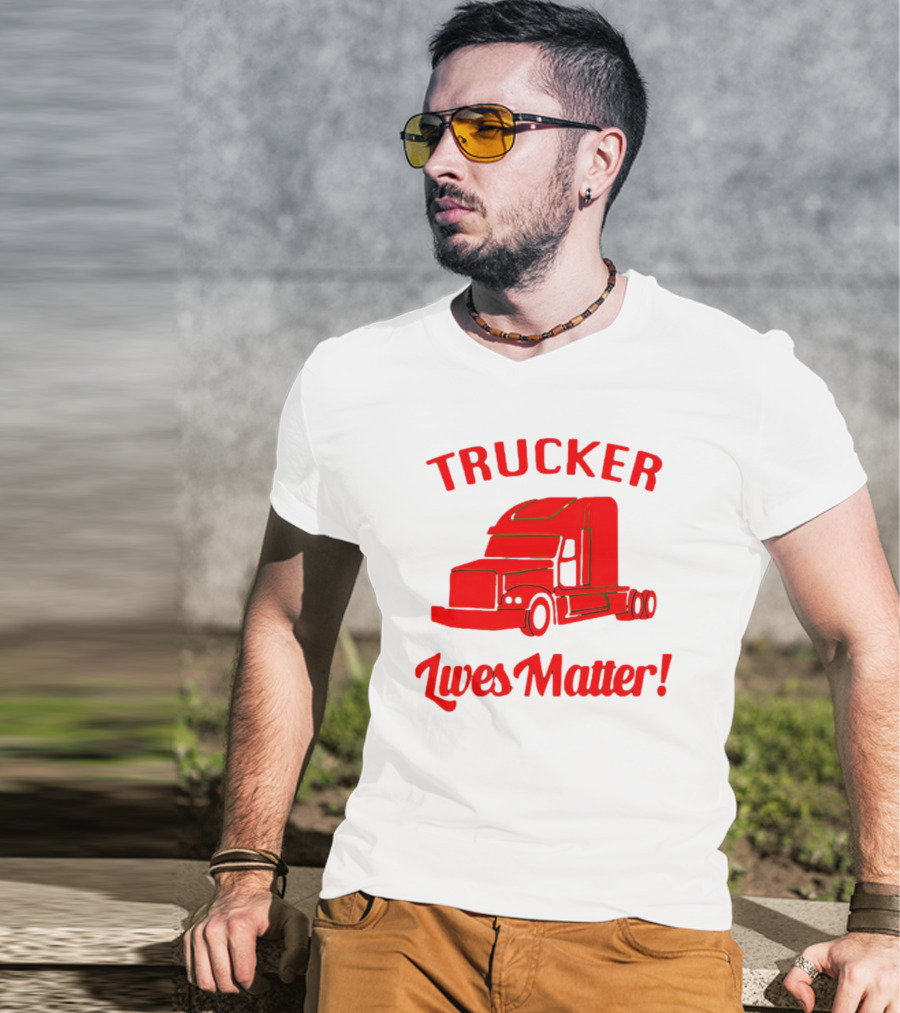 Trucker Lives Matter Bold Red Semi-Truck T-Shirt