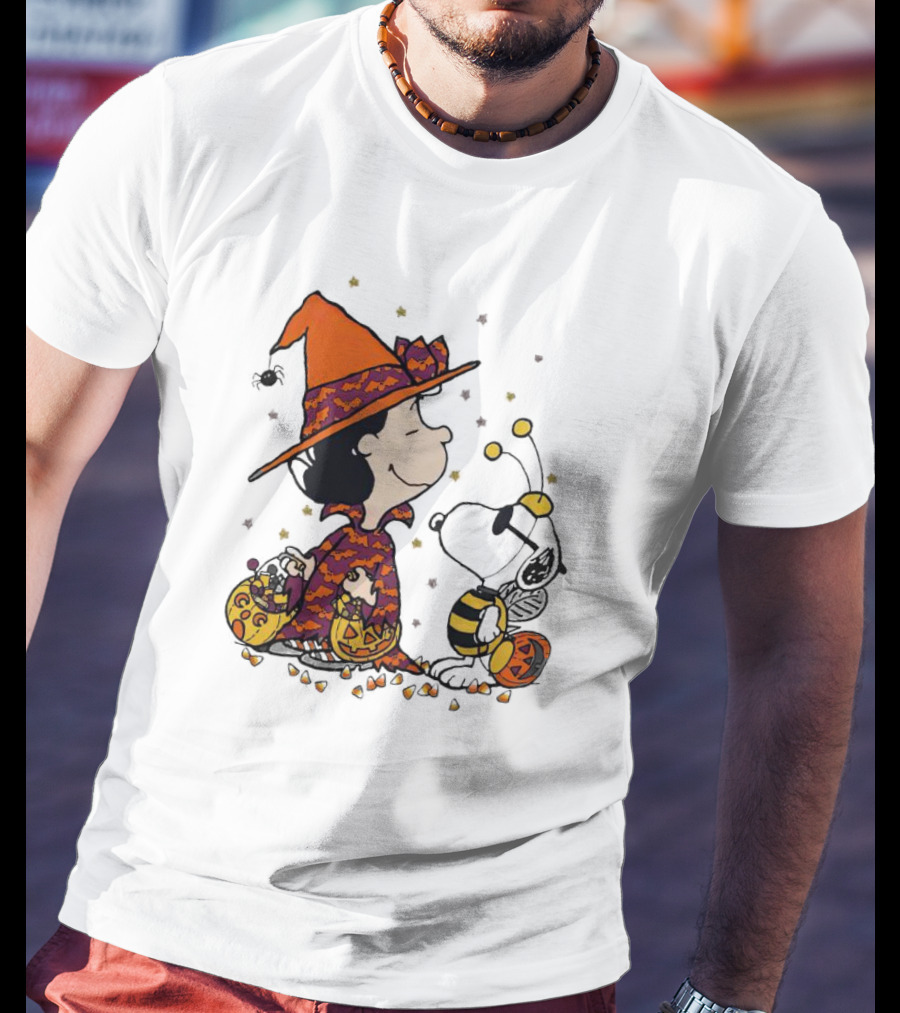 Snoopy Halloween Witch And Bee Pumpkins T-Shirt