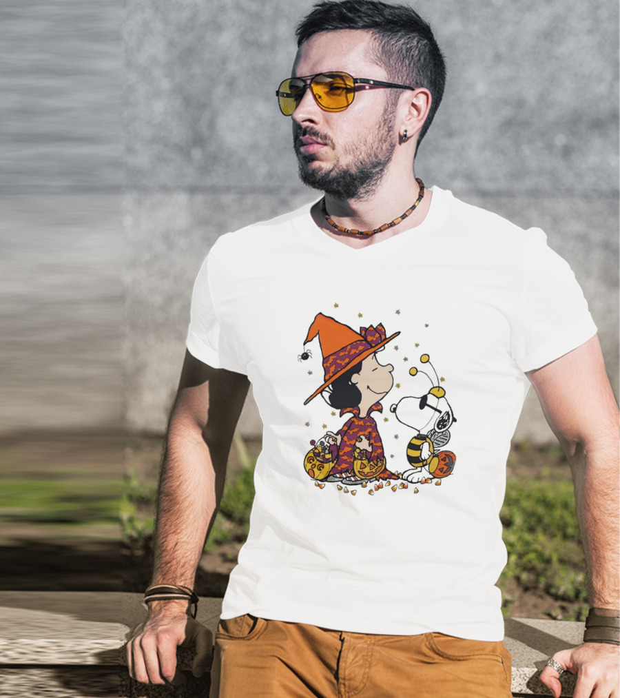Snoopy Halloween Witch And Bee Pumpkins T-Shirt