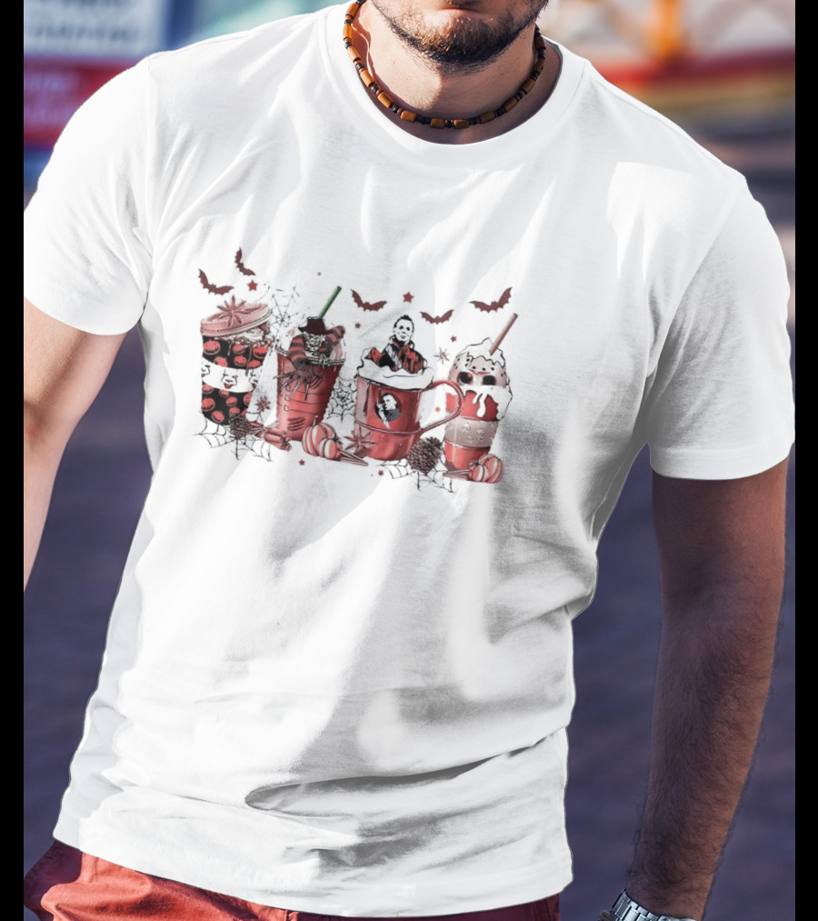 Horror Halloween Pumpkin Cat Bat Coffee Cups T-Shirt