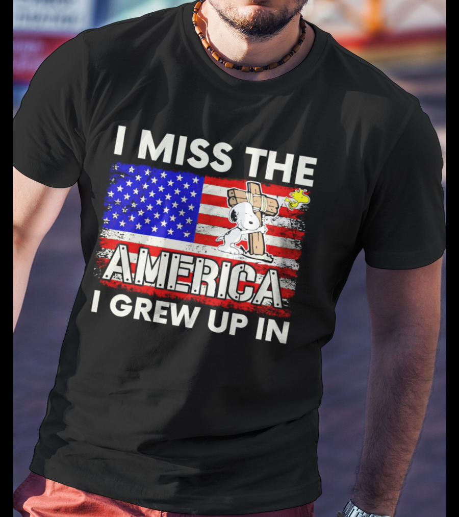 I Miss The America I Grew Up In Snoopy US Flag T-Shirt