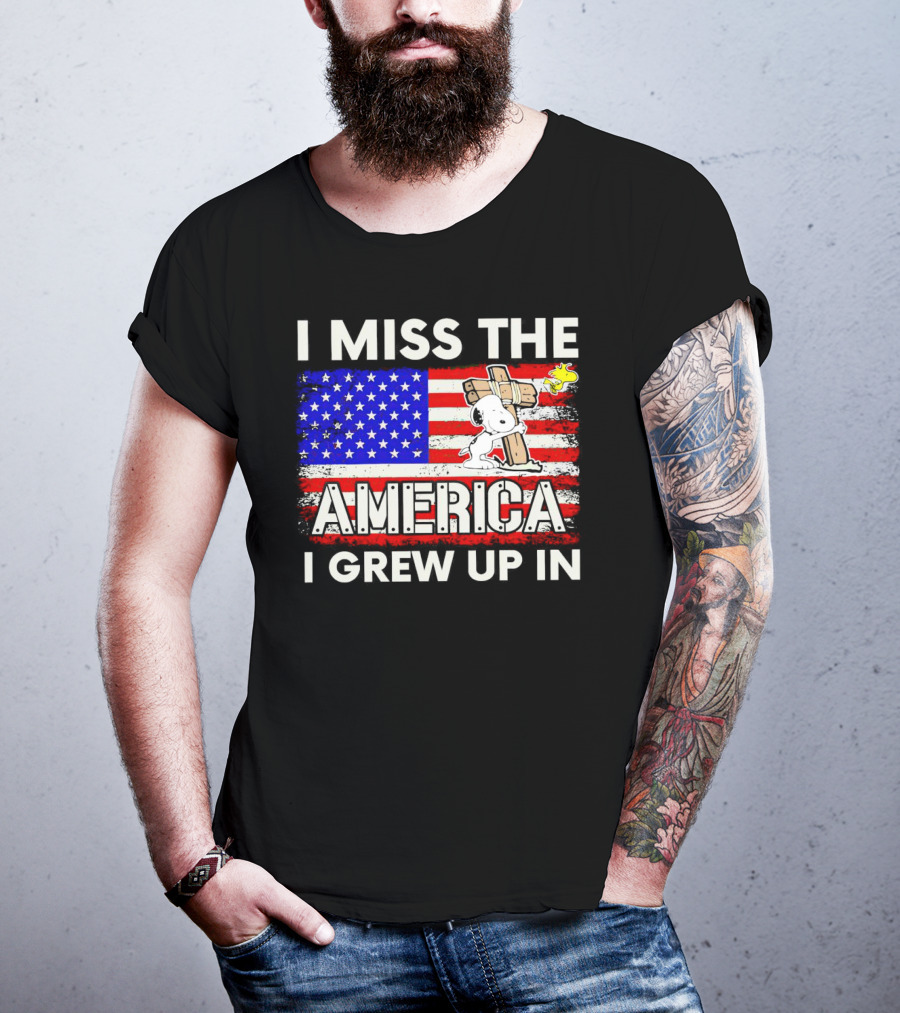I Miss The America I Grew Up In Snoopy US Flag T-Shirt