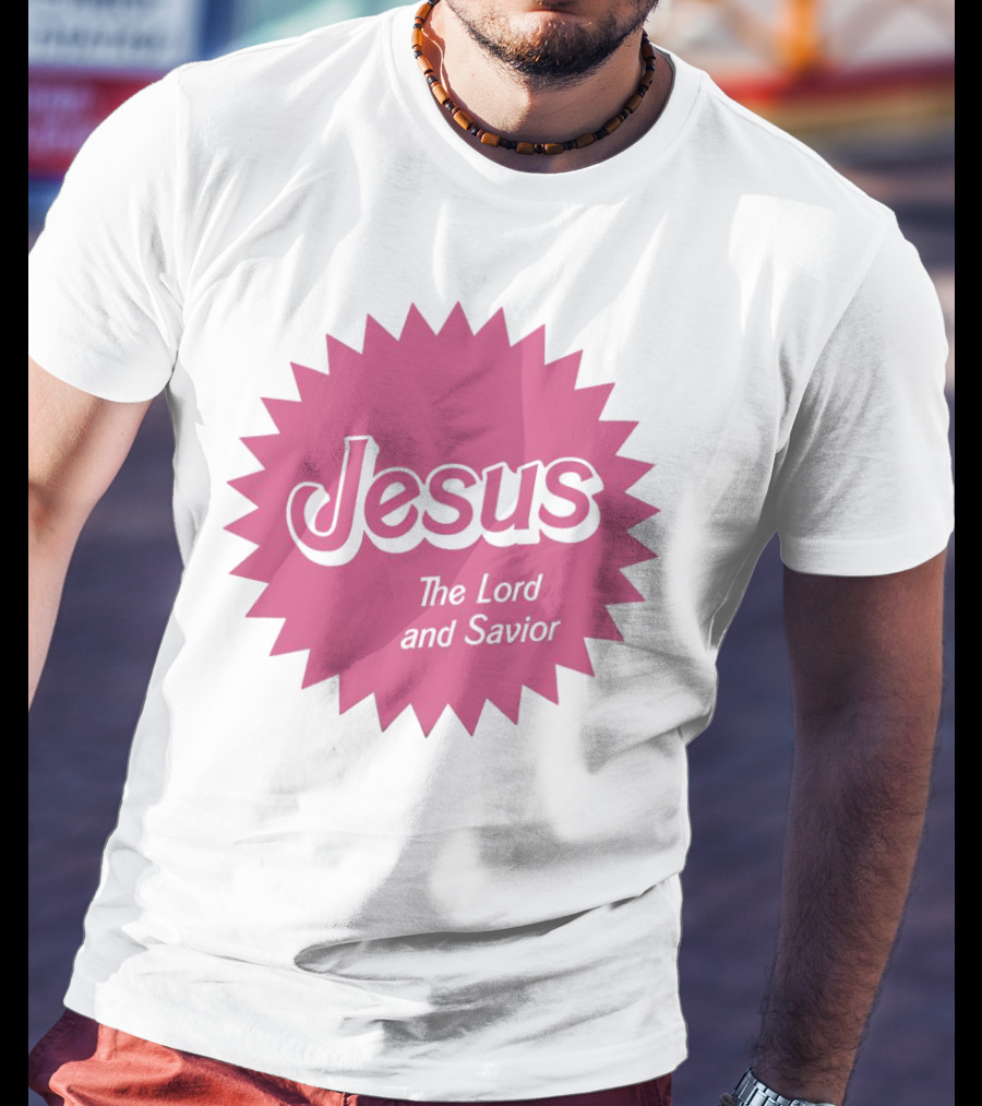 Jesus The Lord And Savior Barbie Style Pink Burst T-Shirt