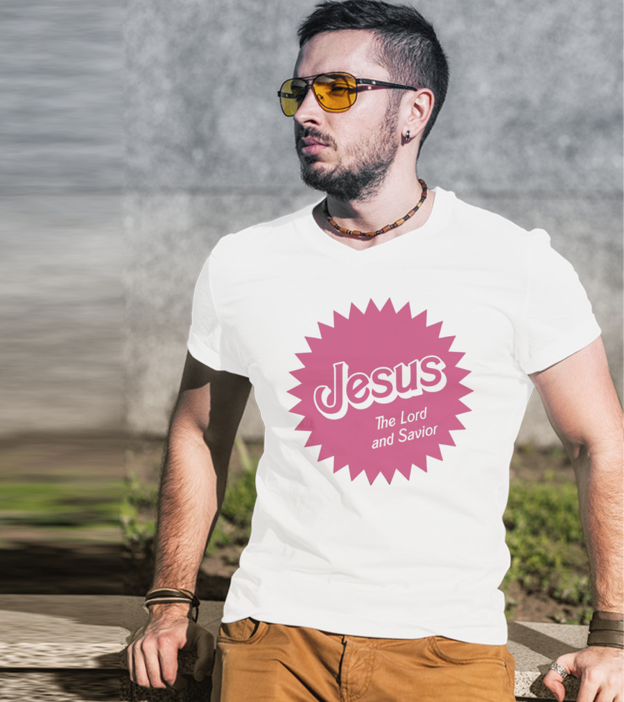 Jesus The Lord And Savior Barbie Style Pink Burst T-Shirt