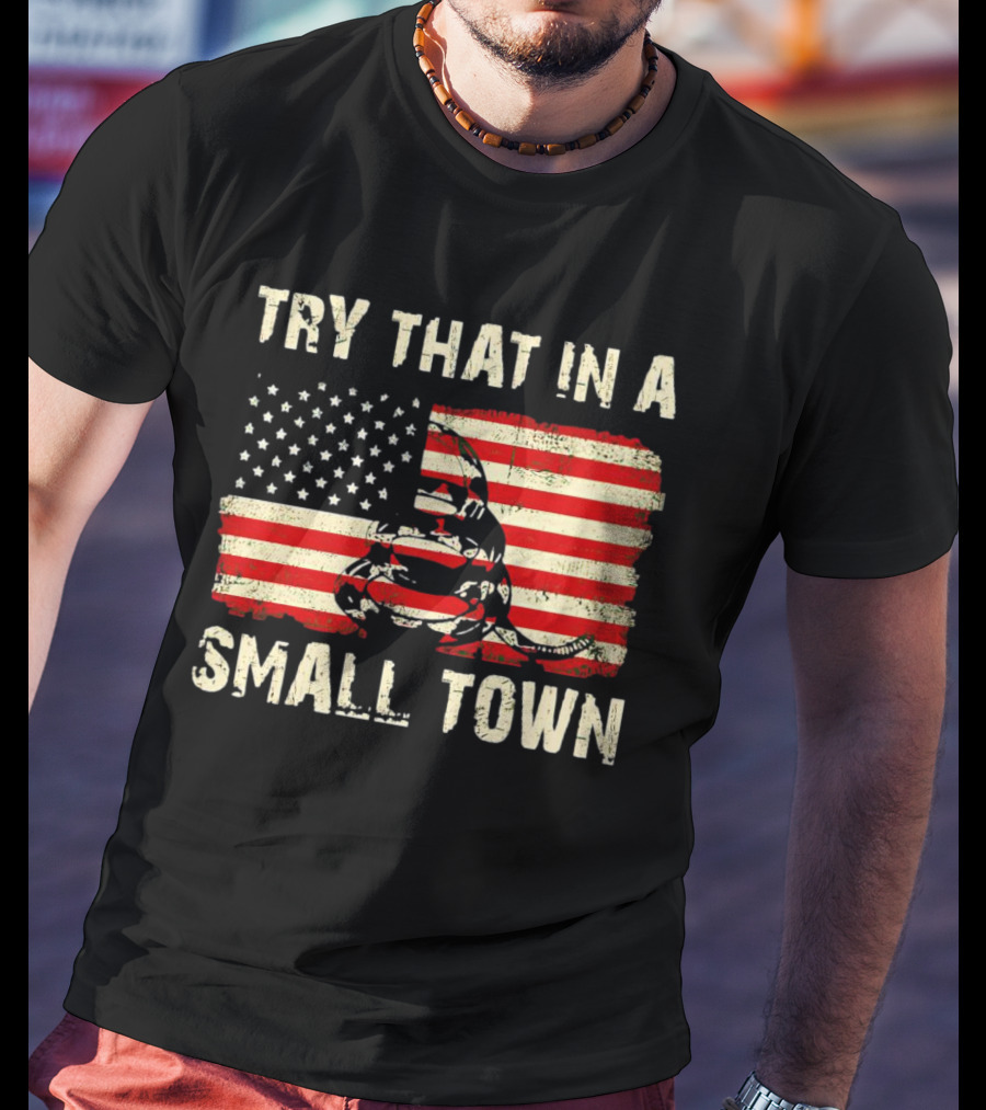 Try That IN A Small Town US Flag Gadsden Snake T-Shirt