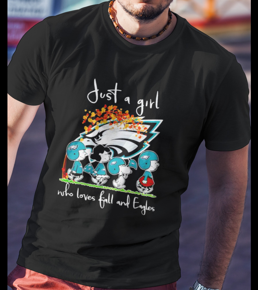 Peanuts Characters Just A Girl Who Loves Fall And Eagles T-Shirt