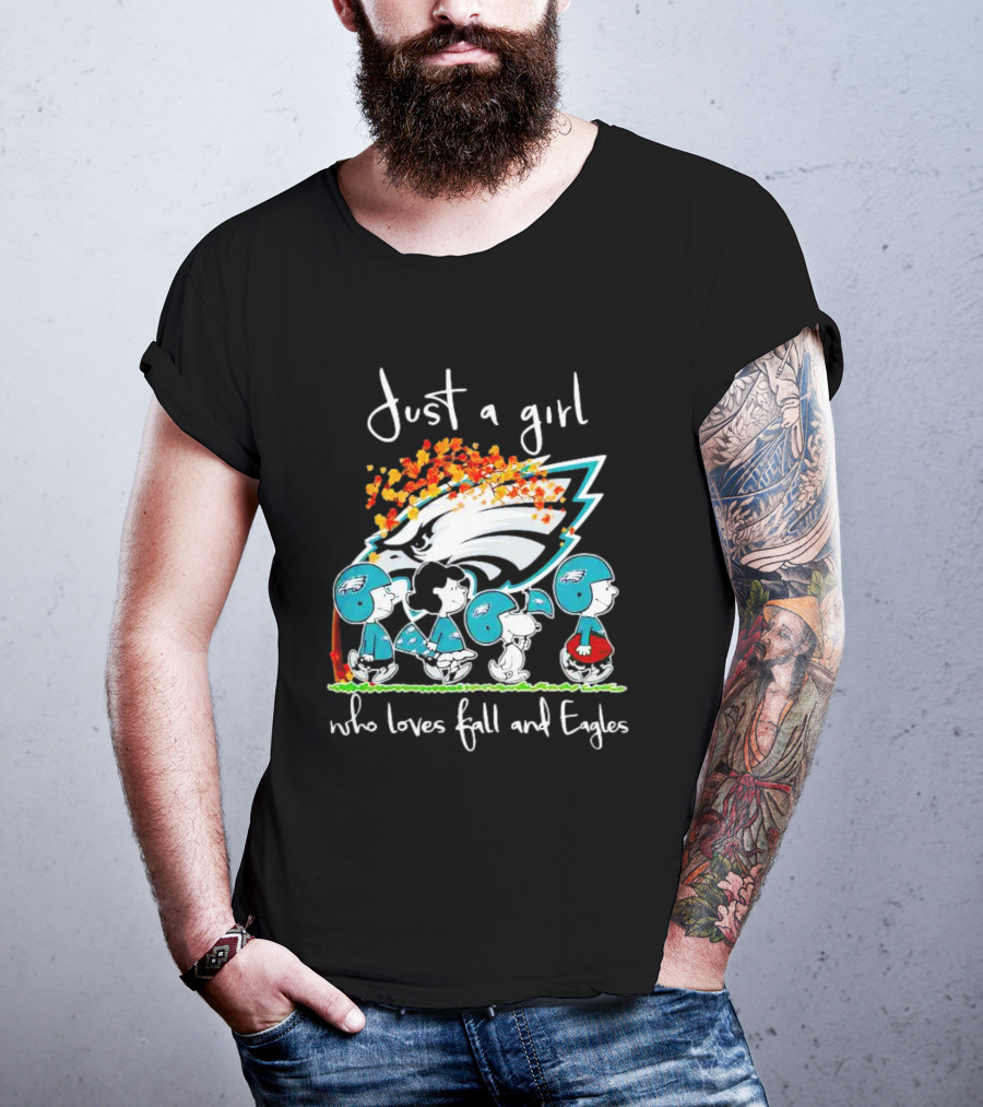 Peanuts Characters Just A Girl Who Loves Fall And Eagles T-Shirt