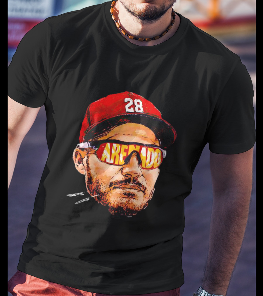 Nolan Arenado St. Louis Cardinals Number 28 Sunglasses Signature T-Shirt