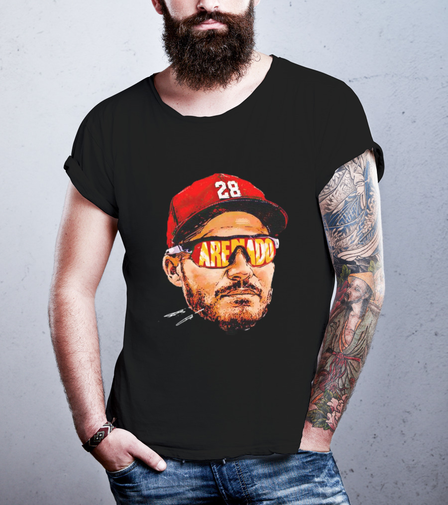 Nolan Arenado St. Louis Cardinals Number 28 Sunglasses Signature T-Shirt