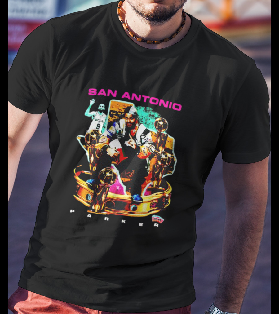 San Antonio Spurs Tony Parker Trophies Collage Picture T-Shirt