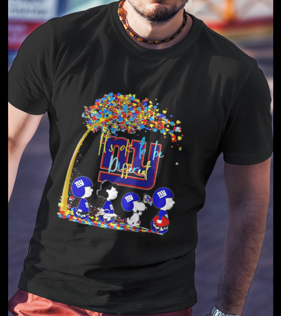 New York Giants Peanuts Characters Autism It's Ok To Be Different Fall T-Shirt