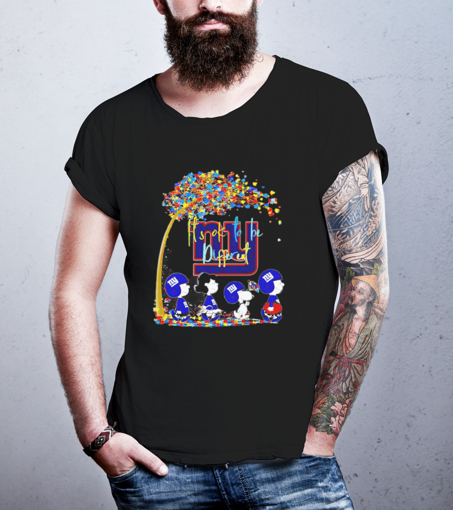 New York Giants Peanuts Characters Autism It's Ok To Be Different Fall T-Shirt