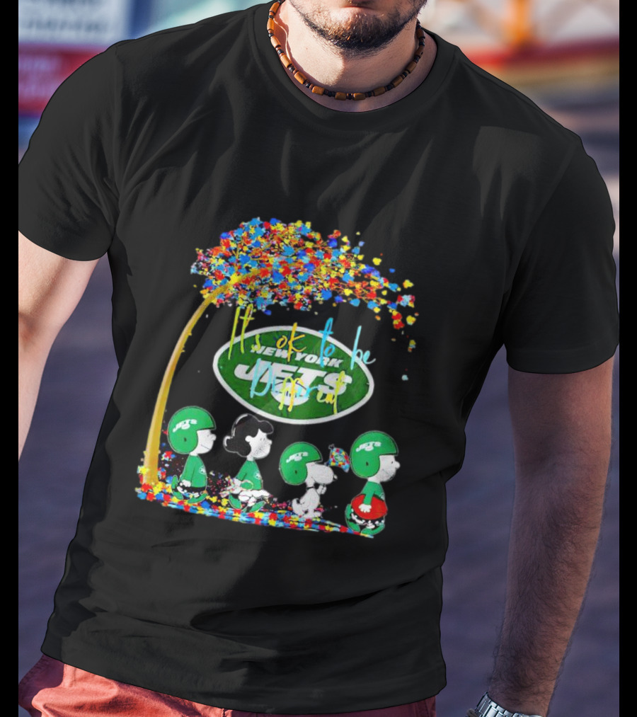 New York Jets Peanuts Characters Autism It's Ok To Be Different Fall T-Shirt