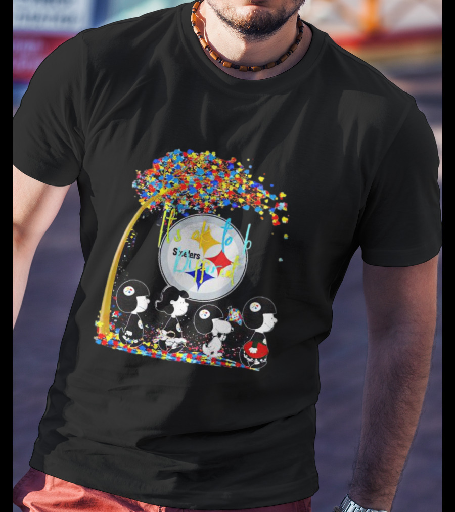 Pittsburgh Steelers Peanuts Characters It's Ok To Be Different Autism Fall T-Shirt