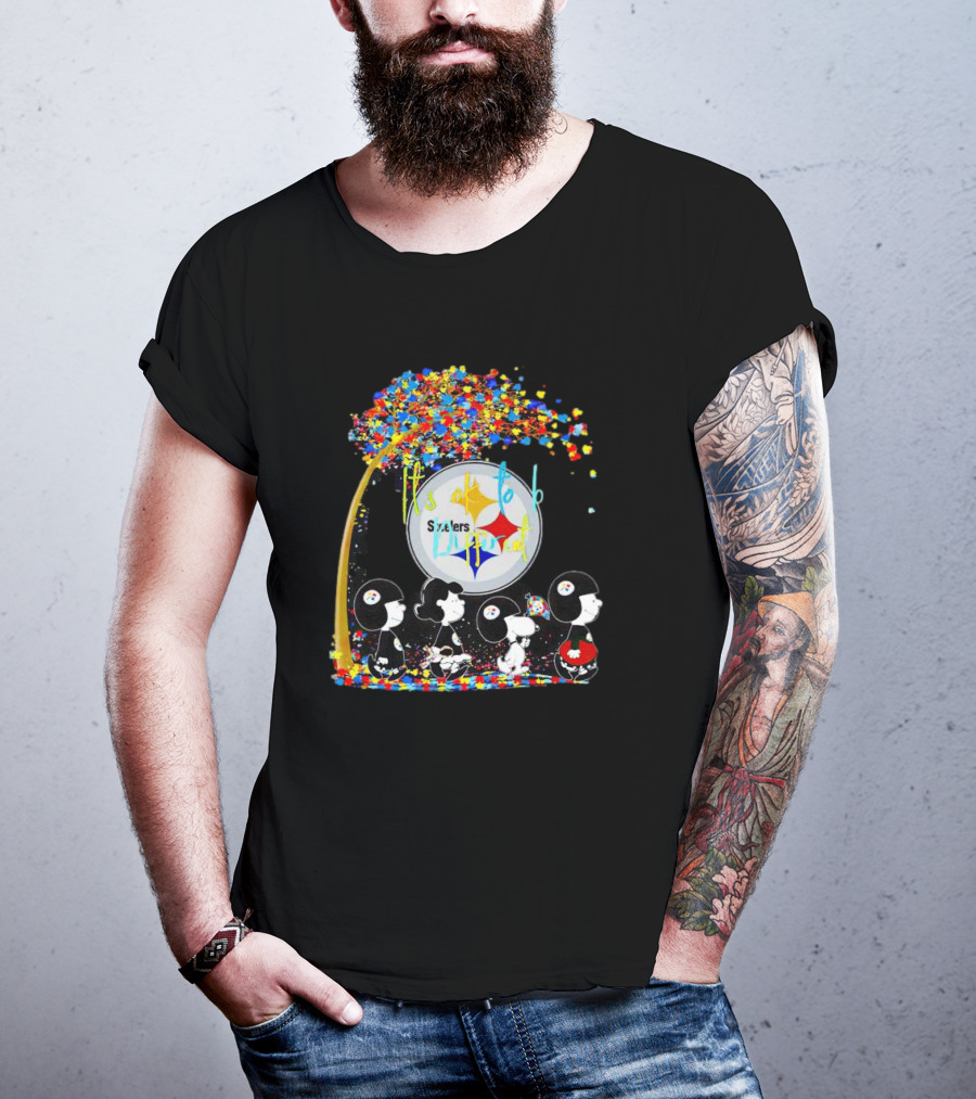 Pittsburgh Steelers Peanuts Characters It's Ok To Be Different Autism Fall T-Shirt