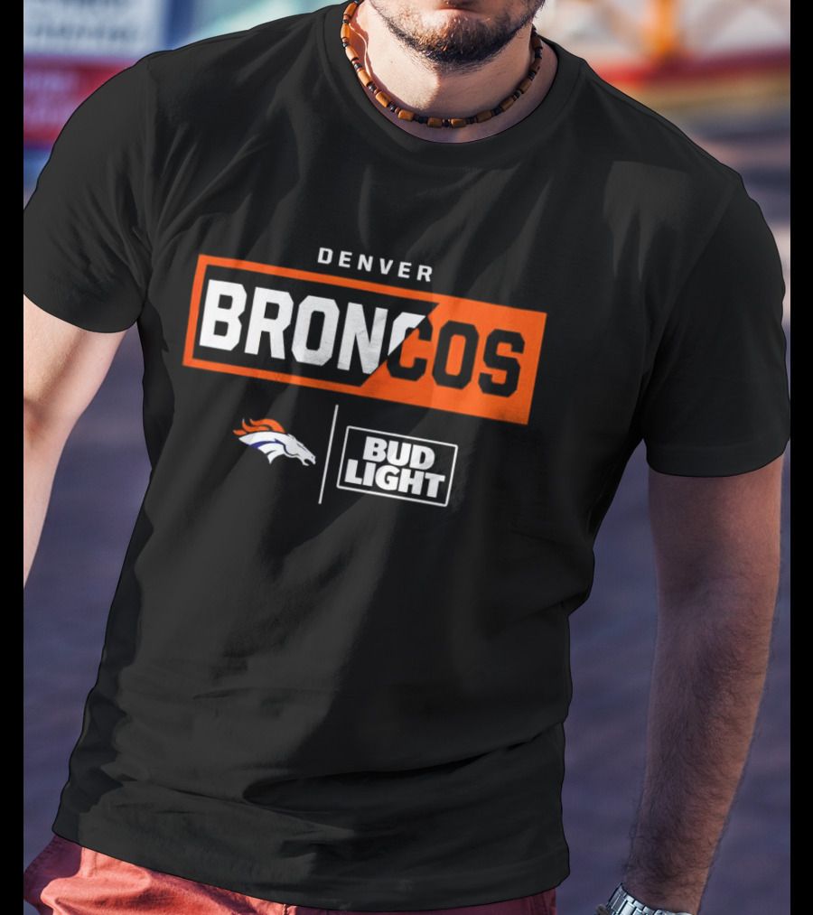 Denver Broncos Bud Light NFL Logo Collaboration T-Shirt