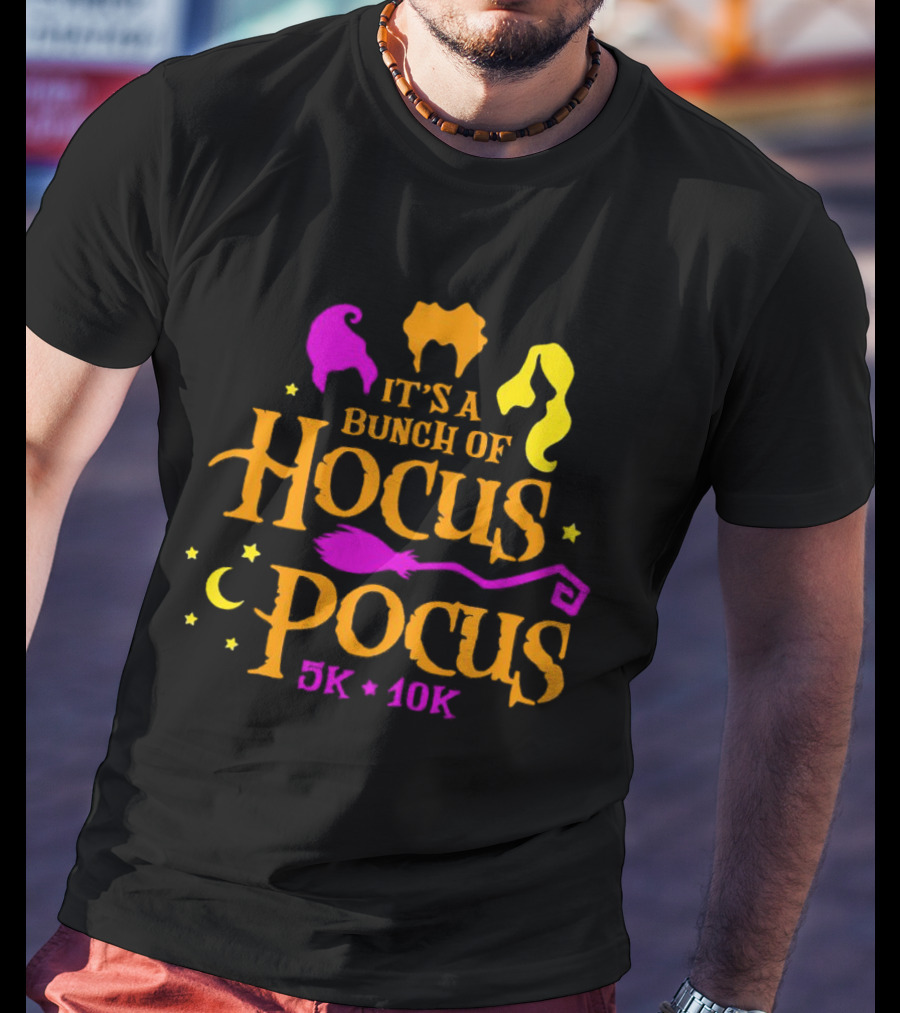 It's A Bunch Of Hocus Pocus 5k 10k Halloween Icons With Witch T-Shirt