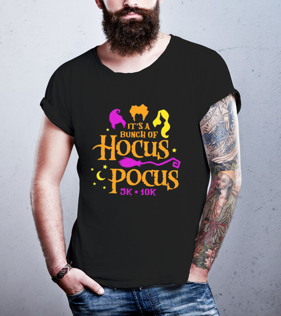 It's A Bunch Of Hocus Pocus 5k 10k Halloween Icons With Witch T-Shirt