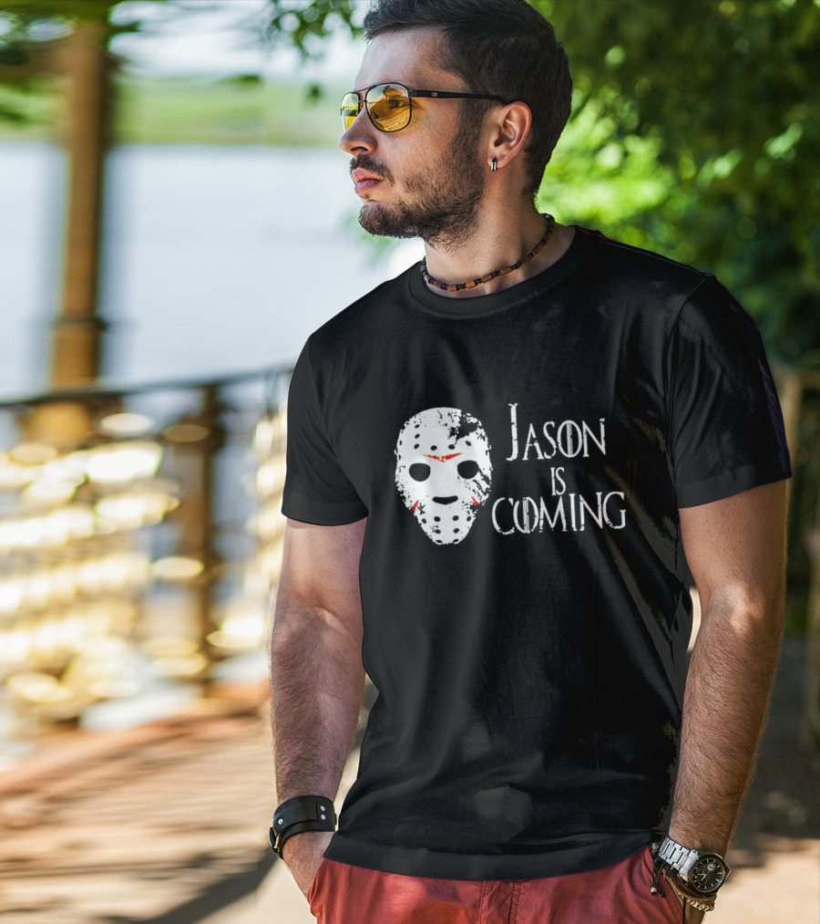 Jason Is Coming Halloween Mask Horror T-Shirt