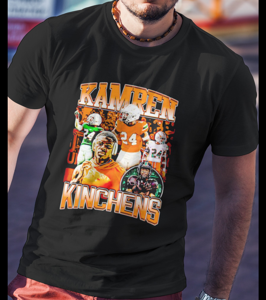 Kamren Kinchens Miami Hurricanes Vintage 24 Football Image T-Shirt