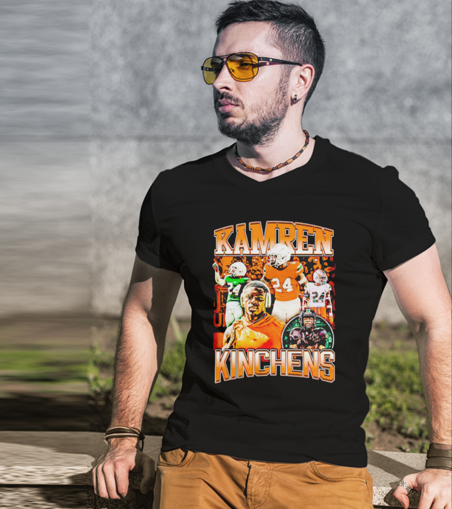 Kamren Kinchens Miami Hurricanes Vintage 24 Football Image T-Shirt