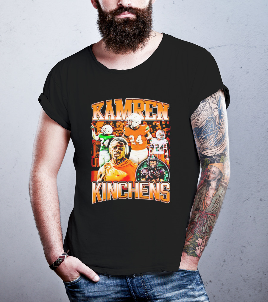Kamren Kinchens Miami Hurricanes Vintage 24 Football Image T-Shirt