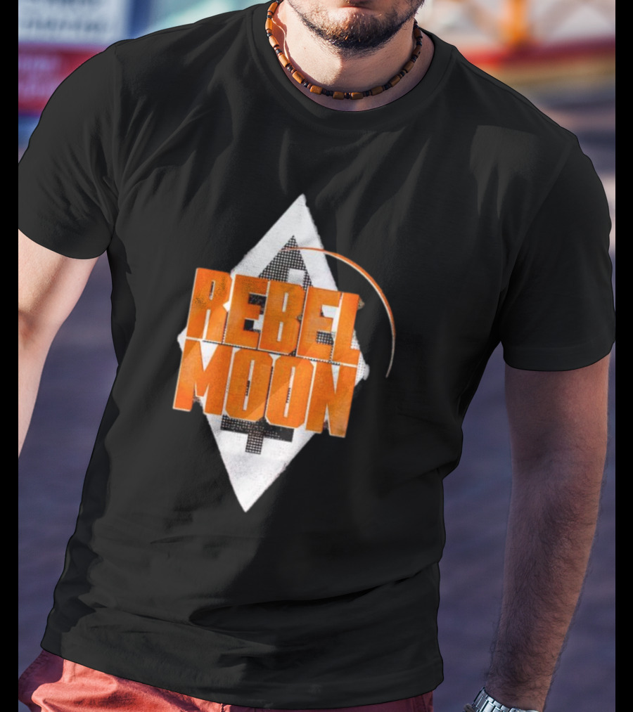 Rebel Moon Diamond Badge Icon Orange Text T-Shirt