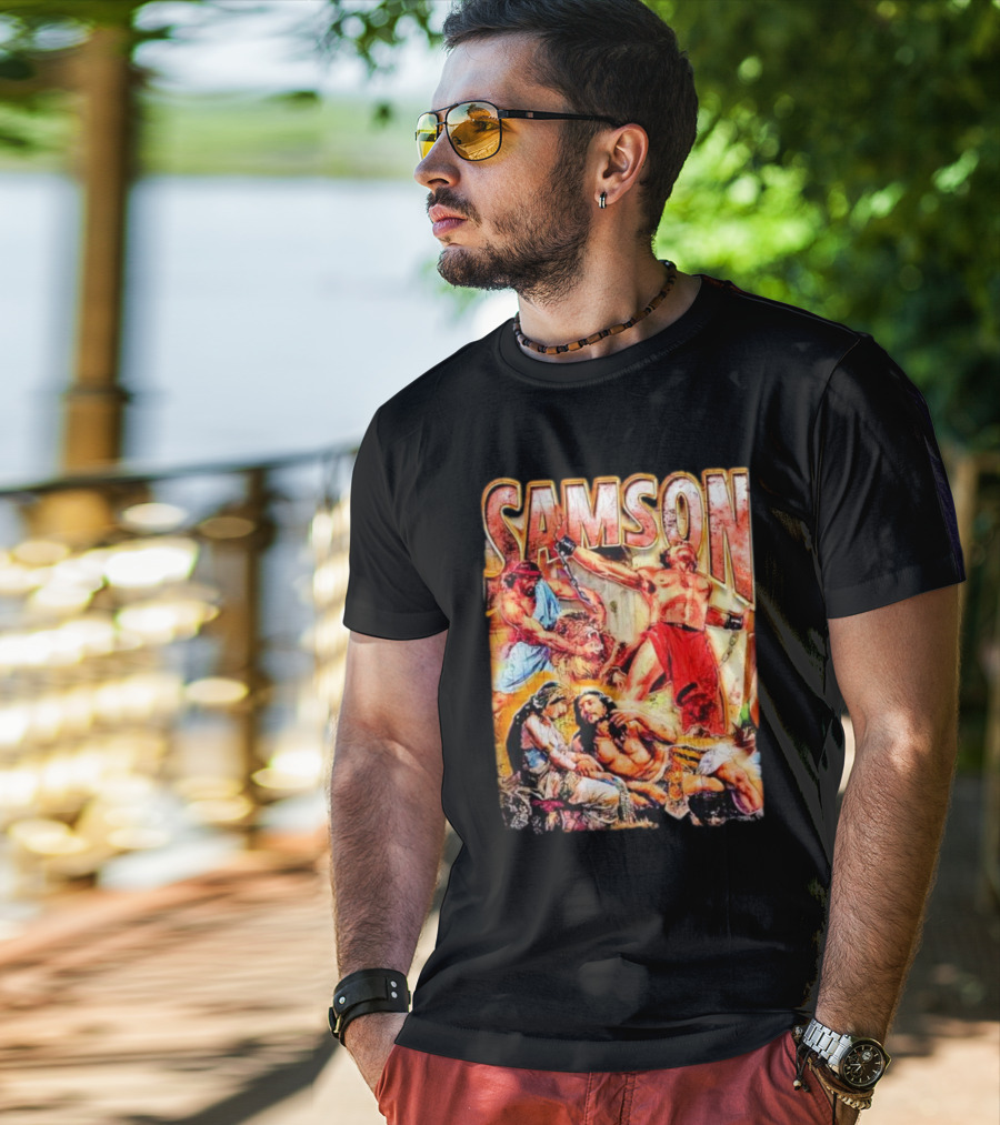 Samson Biblical Hero Epic Scene Vintage T-Shirt