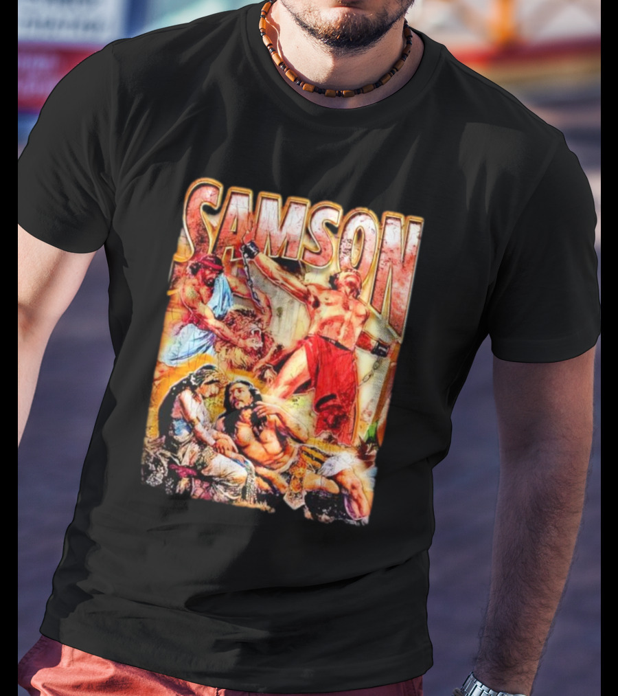 Samson Biblical Hero Epic Scene Vintage T-Shirt