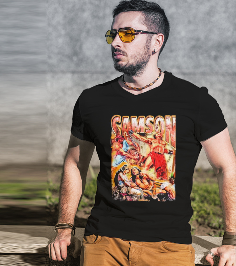 Samson Biblical Hero Epic Scene Vintage T-Shirt