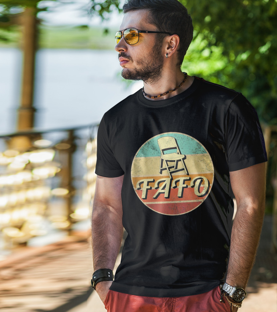 FAFO Folding Chair Retro Vintage Circle Stripe T-Shirt
