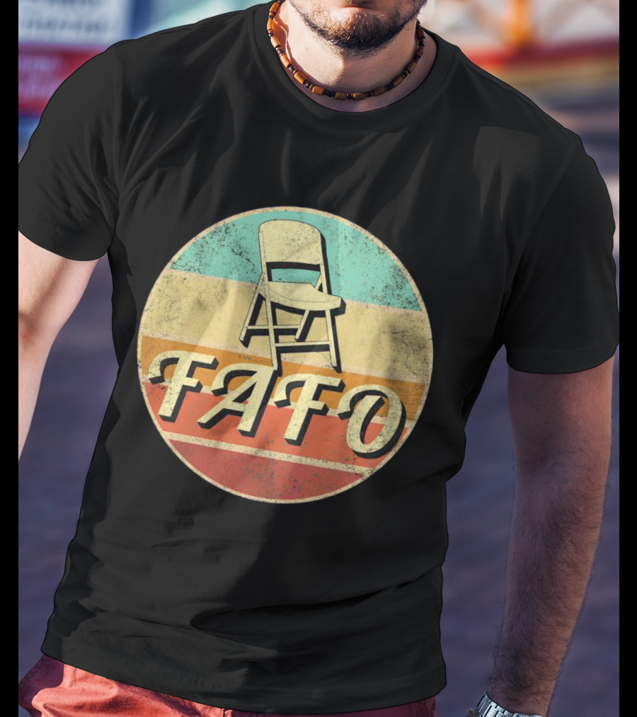 FAFO Folding Chair Retro Vintage Circle Stripe T-Shirt
