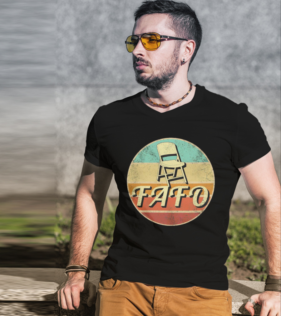 FAFO Folding Chair Retro Vintage Circle Stripe T-Shirt