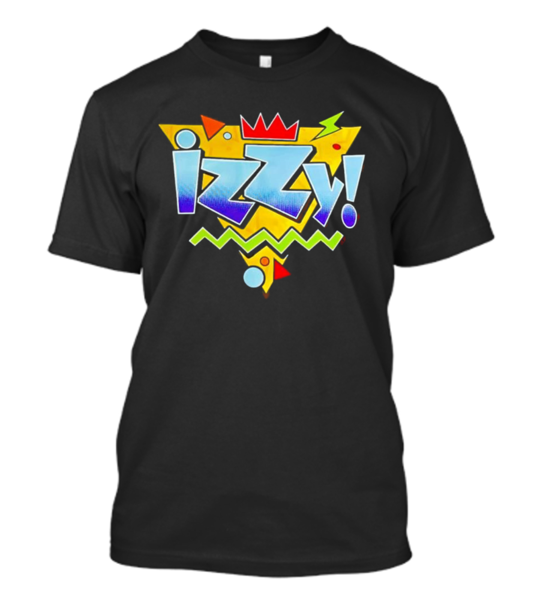 Izzy 90s Retro Triangles Zigzag Crown Bright Colors T-Shirt