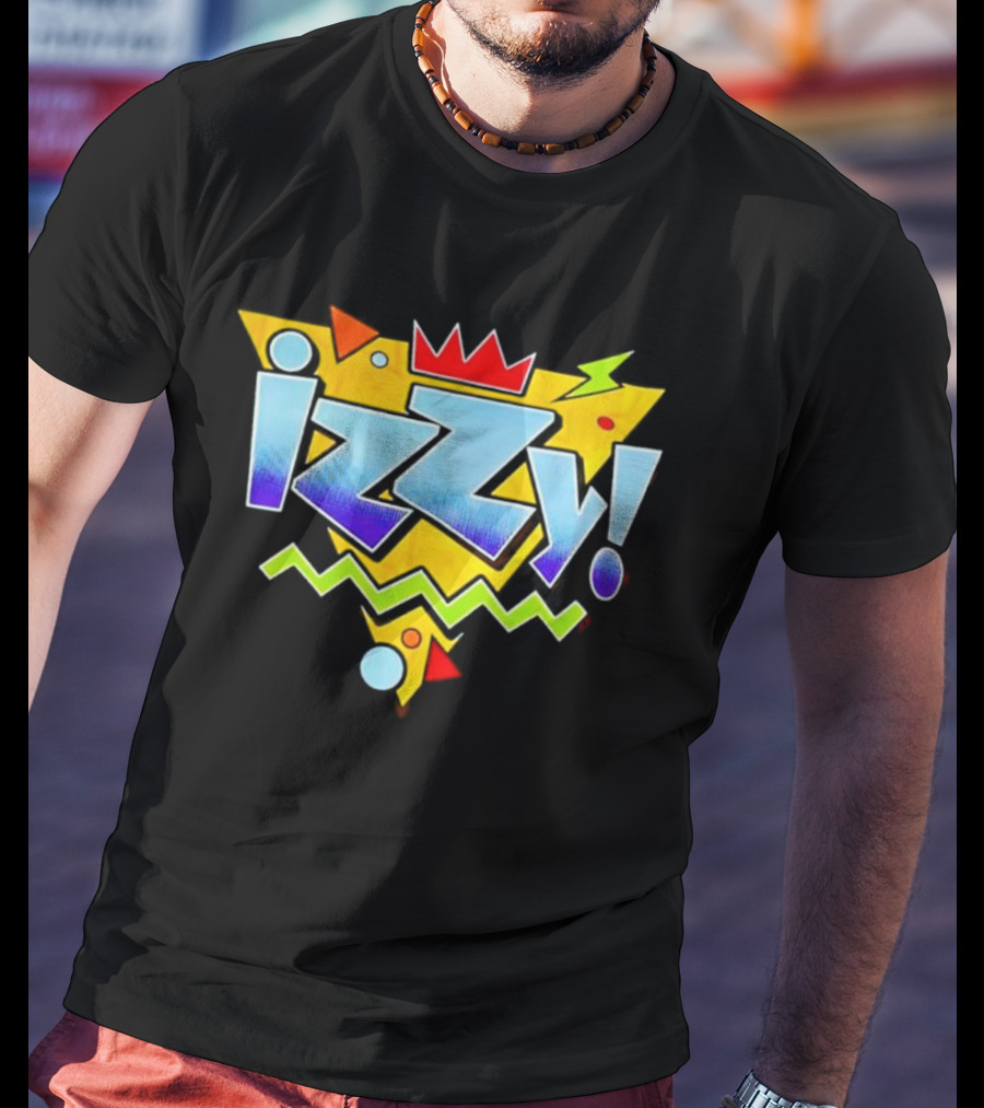 Izzy 90s Retro Triangles Zigzag Crown Bright Colors T-Shirt