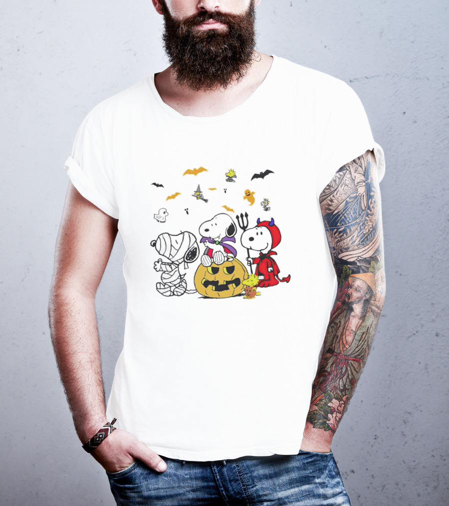 Halloween Snoopy Trick Or Treat With Pumpkin And Ghosts T-Shirt